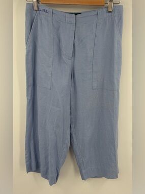 Ralph Lauren vintage linen wide leg cropped patch pocket blue pant women’s 4